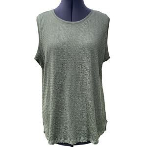 Minimalist Allison Daley II Olive Green Ripple Coastal Womens L Grunge Retro Top